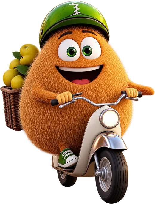Kudrati Kahumbo delivery mascot on a scooter