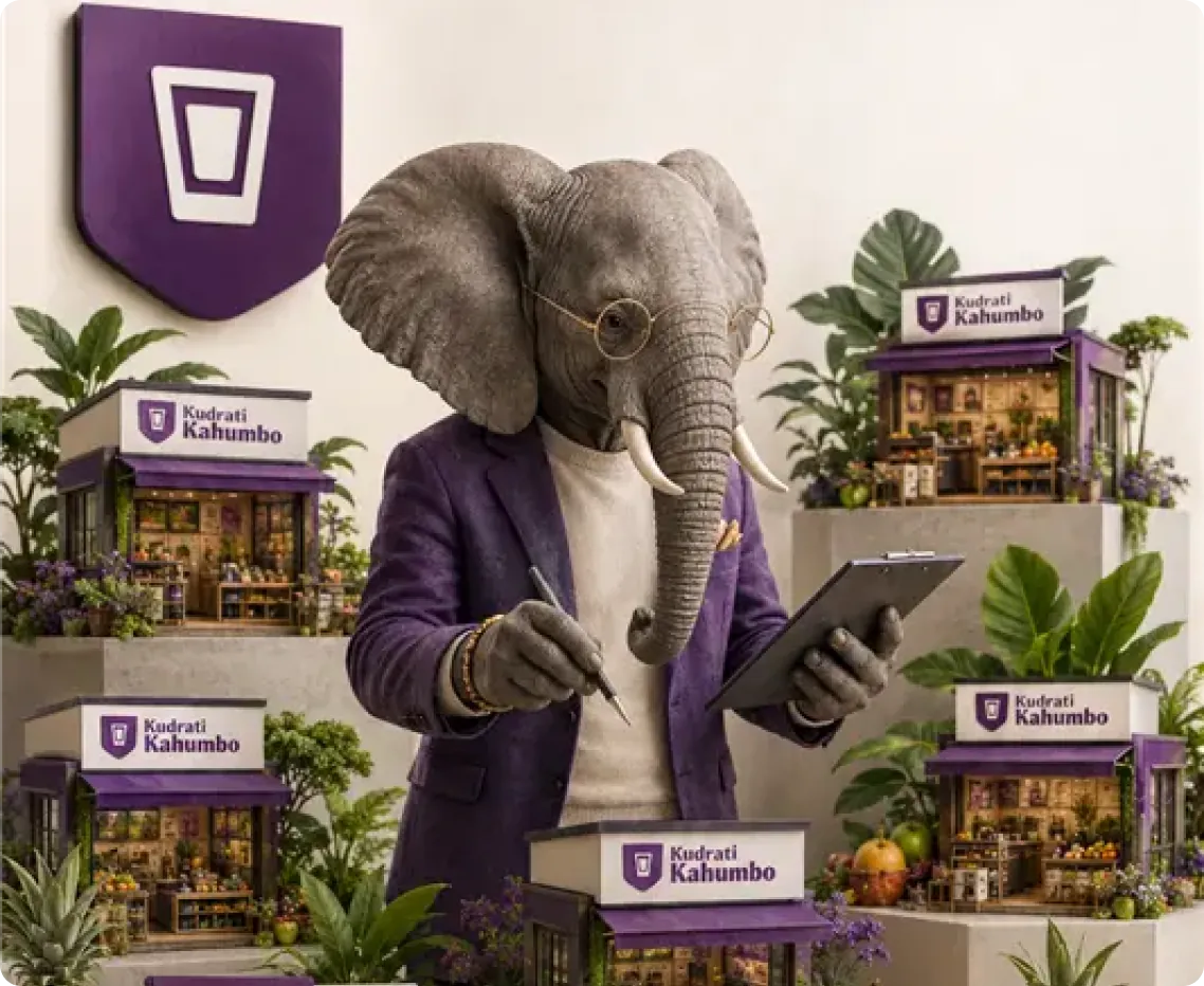 Kudrati Kahumbo outlets set out like a model village around the Granth elephant
