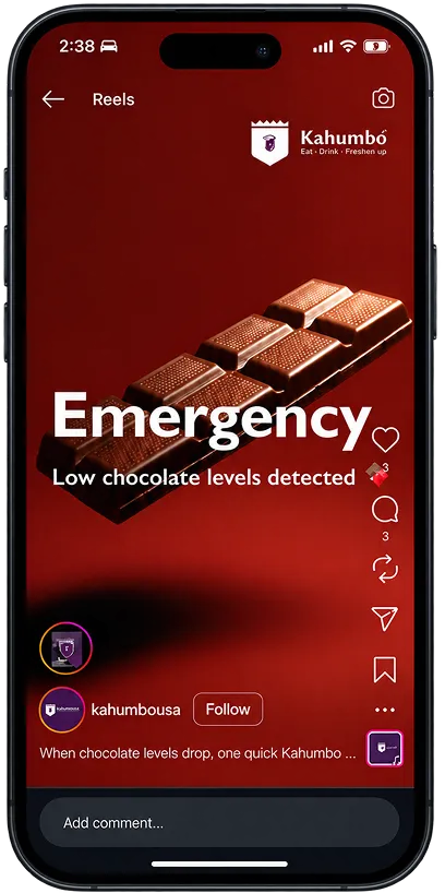 Instagram reel — emergency, low chocolate levels detected