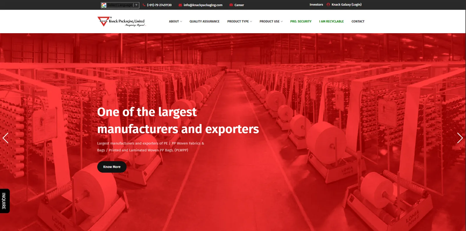 The Knack Packaging website