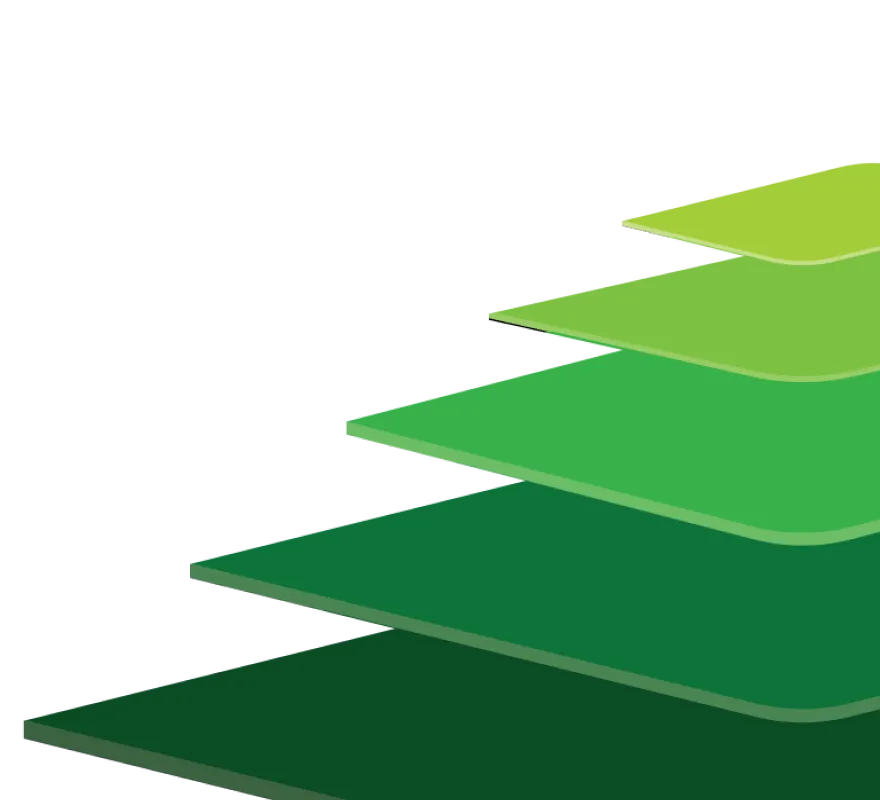 Stacked green solar-panel layers from the PIXON identity
