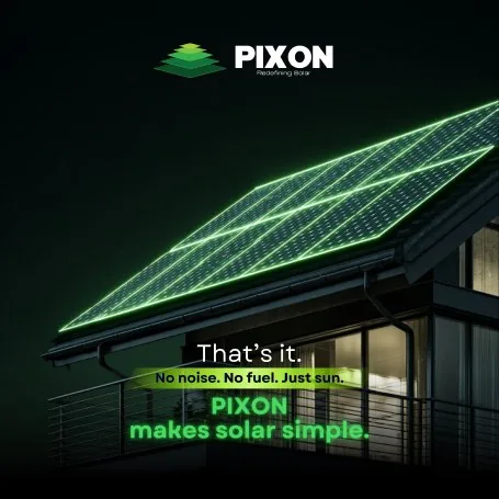 That's it. No noise. No fuel. Just sun. PIXON makes solar simple.