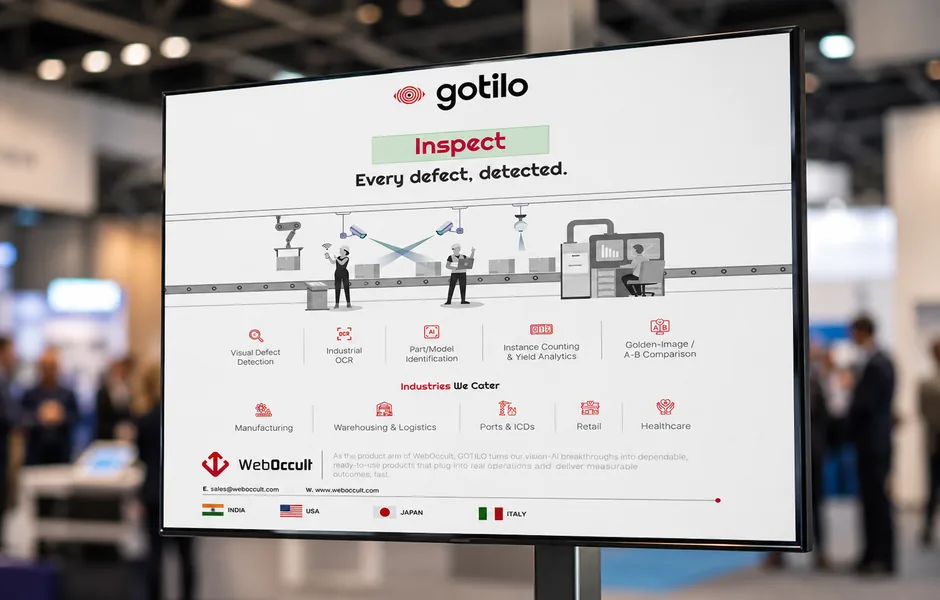 Gotilo ad screen at an industry exhibition