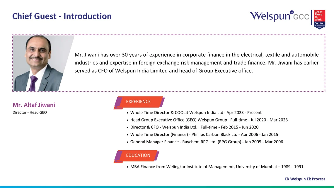 Chief guest introduction slide