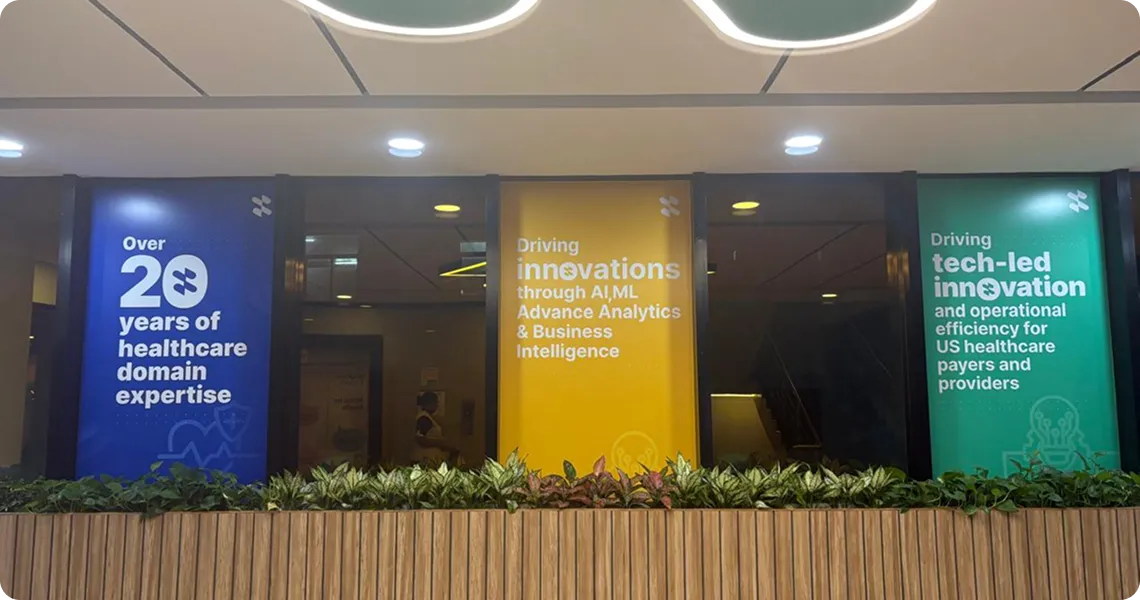 Sagility branded office workspace